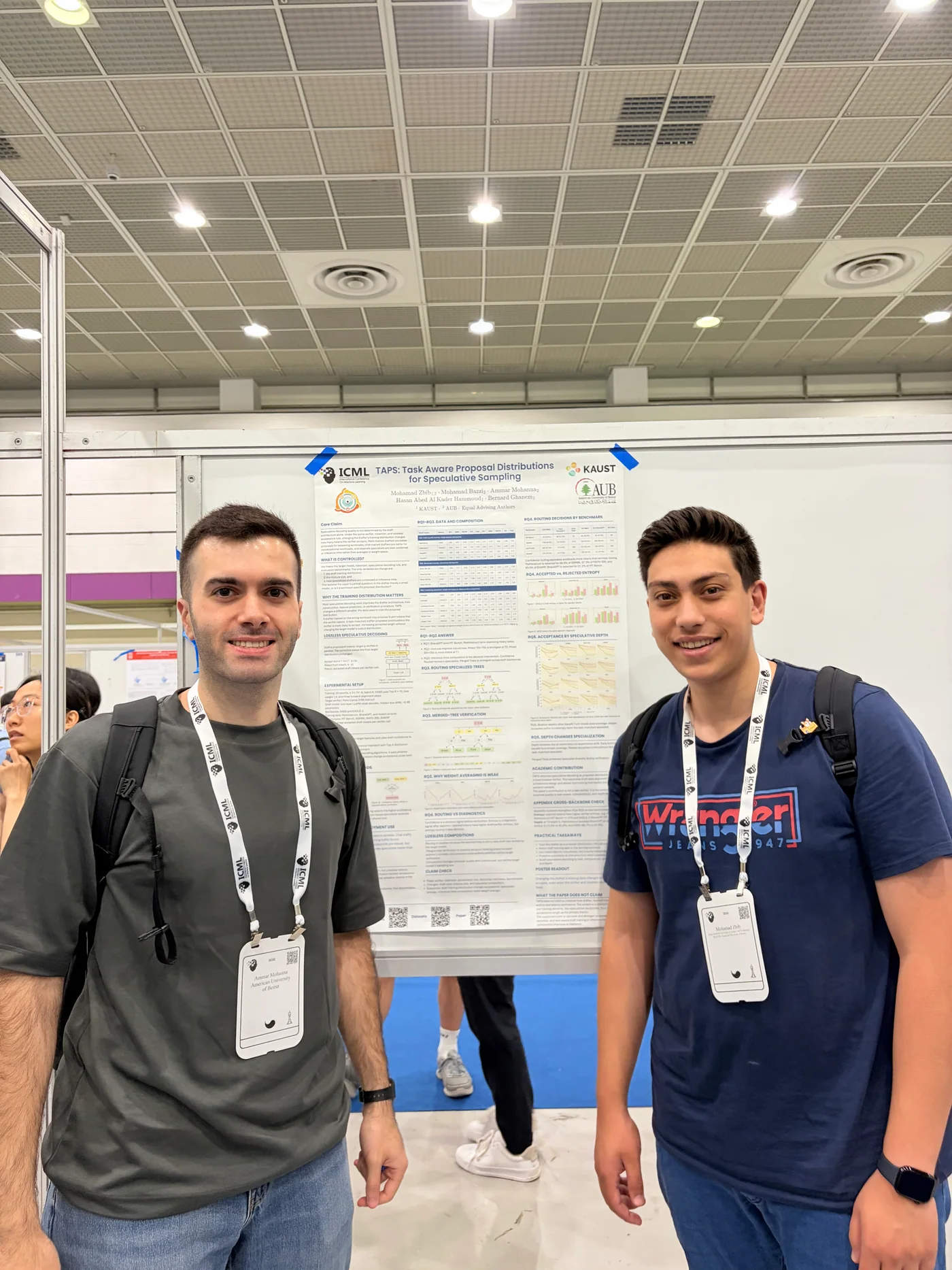 Researchers standing in front of a poster at ICML 2026