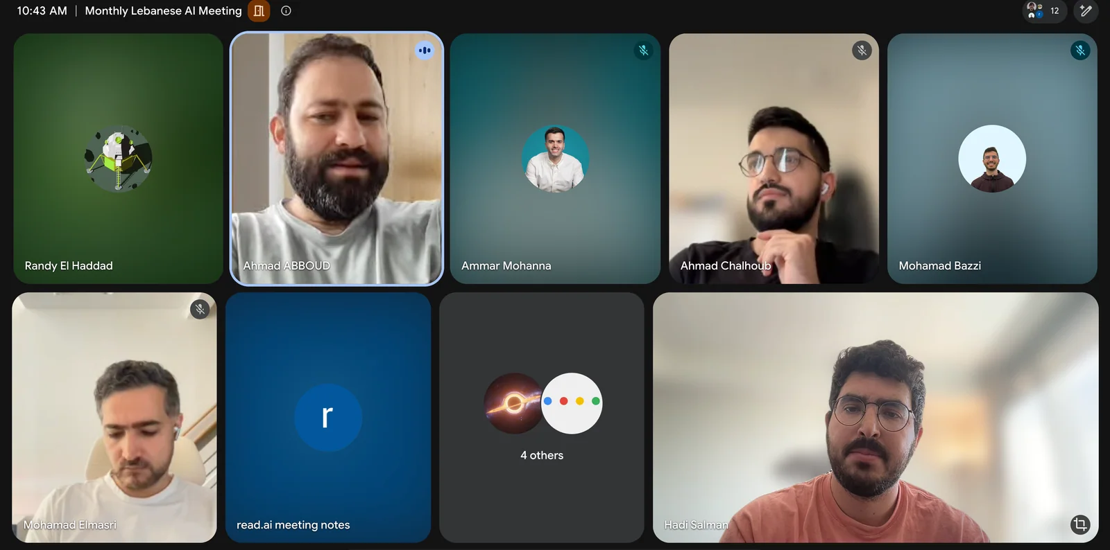 Participants in the August Lebanese in AI monthly video meetup