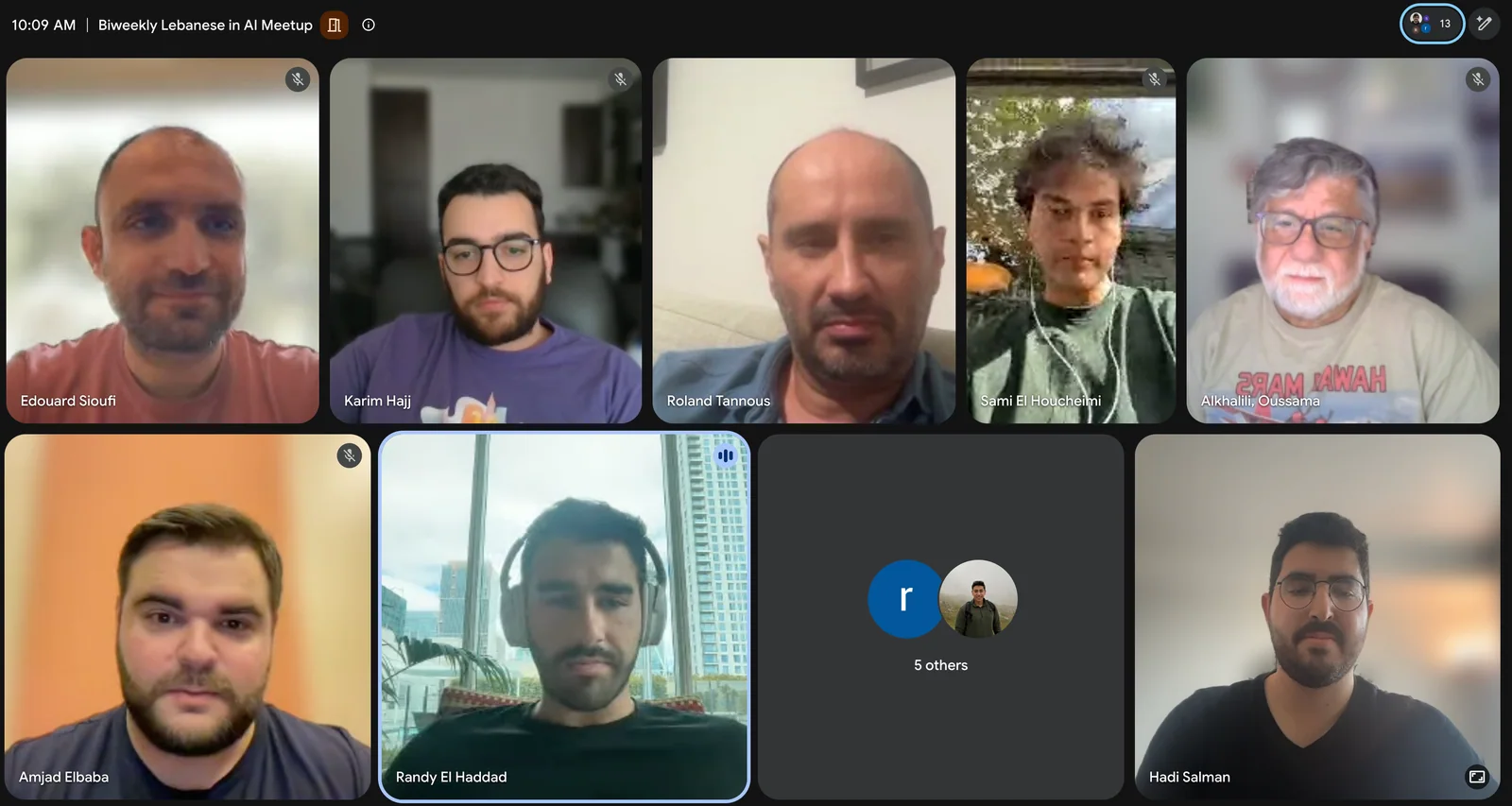 Grid view from the June Lebanese in AI virtual meetup