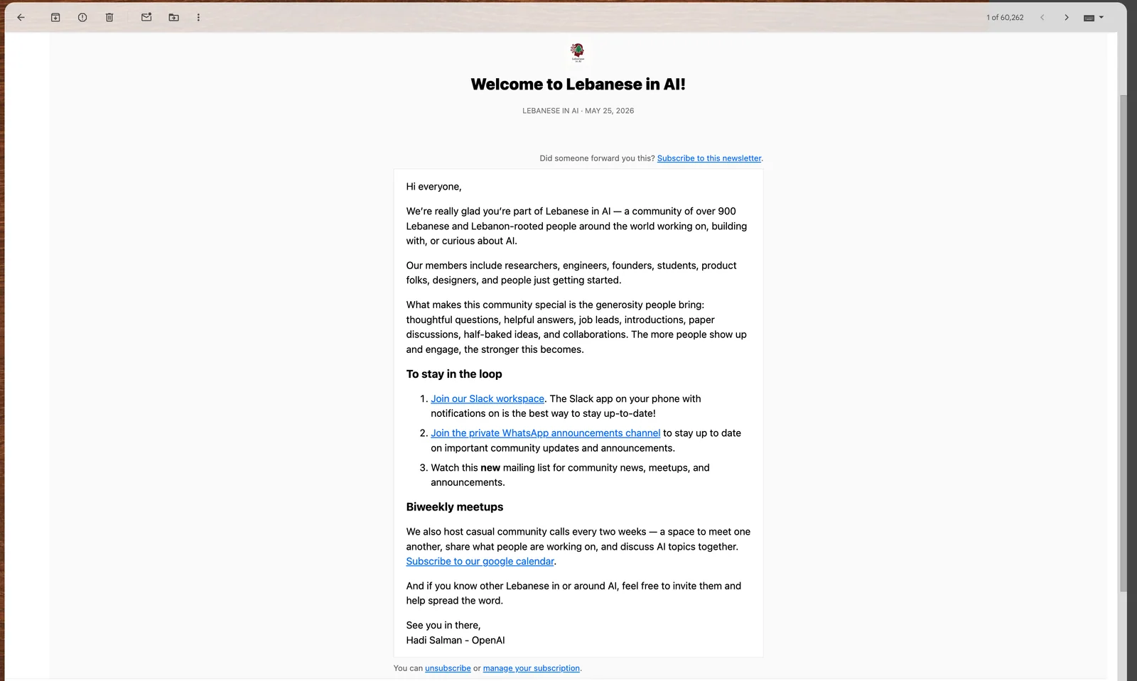 The first Lebanese in AI newsletter welcoming the community